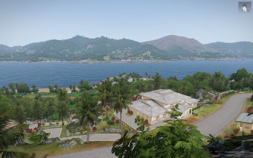 Ausblick auf die "Hauptinsel" der Karte Tanoa.