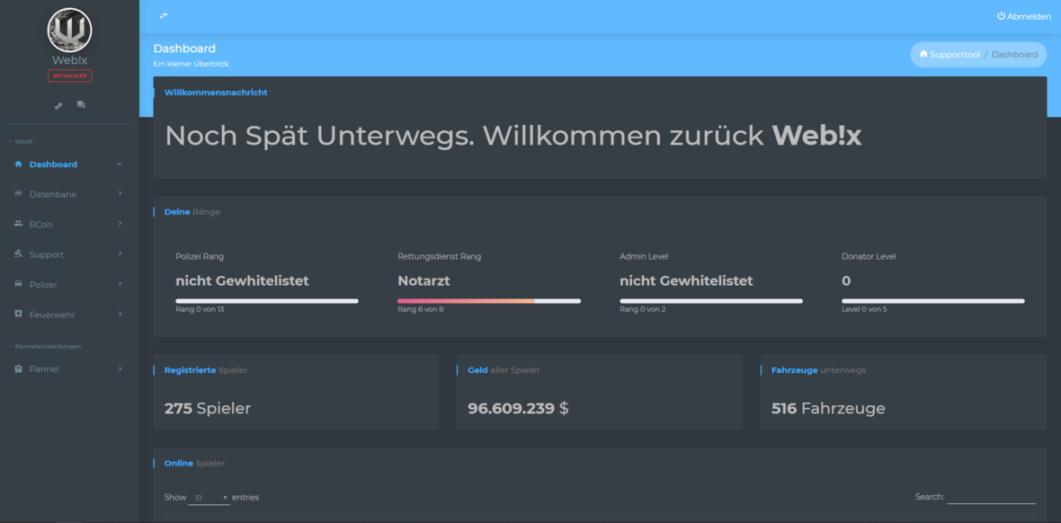 SUPPORT TOOL Dashboard [WIP]